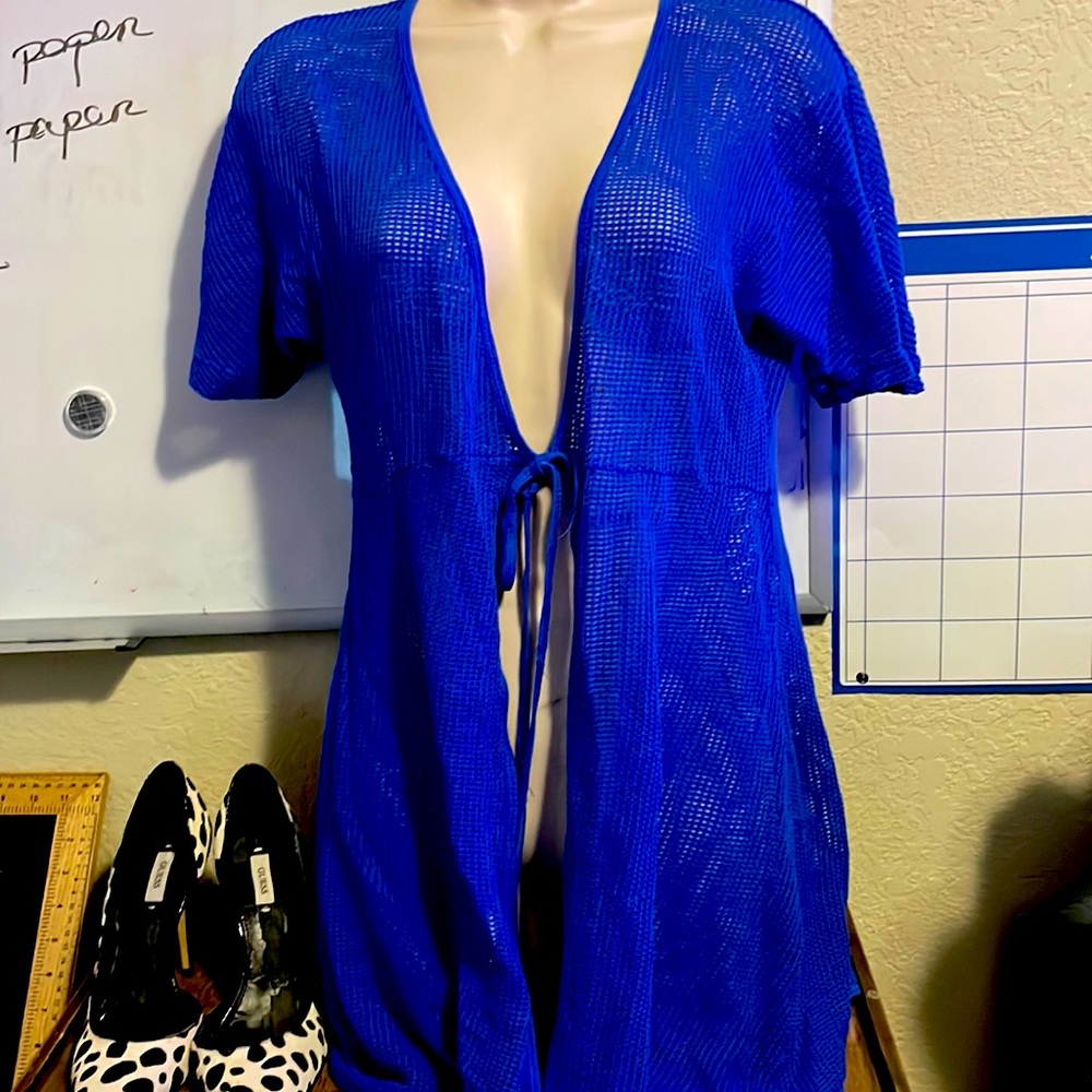 Blue netted spirit cover up size small great for this summer